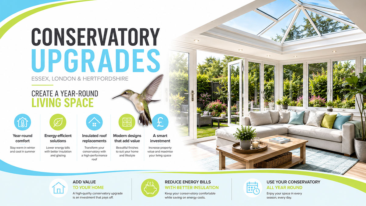 Conservatory Upgrades in Essex, London & Hertfordshire for Year-Round Comfort